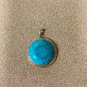 Sterling silver turquoise & cubic zirconium stones pendant. Perfect gift